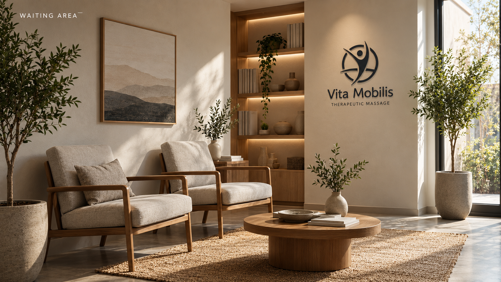 Vita Mobilis waiting area with warm daylight and natural materials